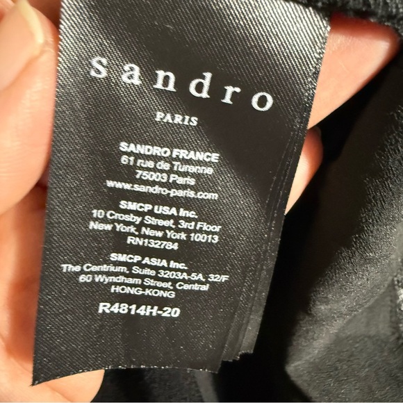 Sandro Black and Cream Long Sleeve Dress - Picture 15 of 16